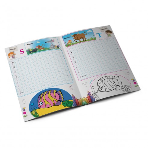 Cahier d'écriture A4 Français avec ardoise effaçable